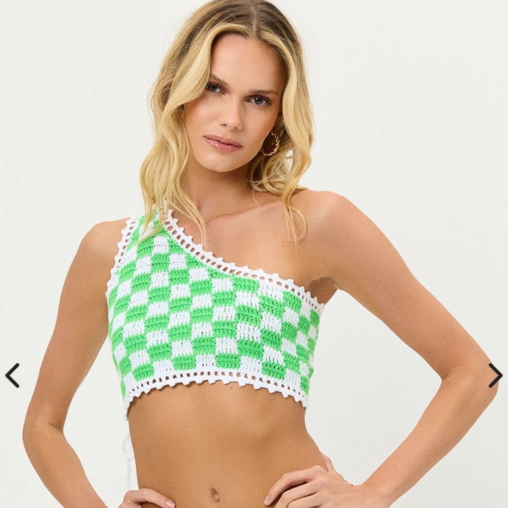 NWT FRANKIES BIKINIS CROCHET CHECKER TOP